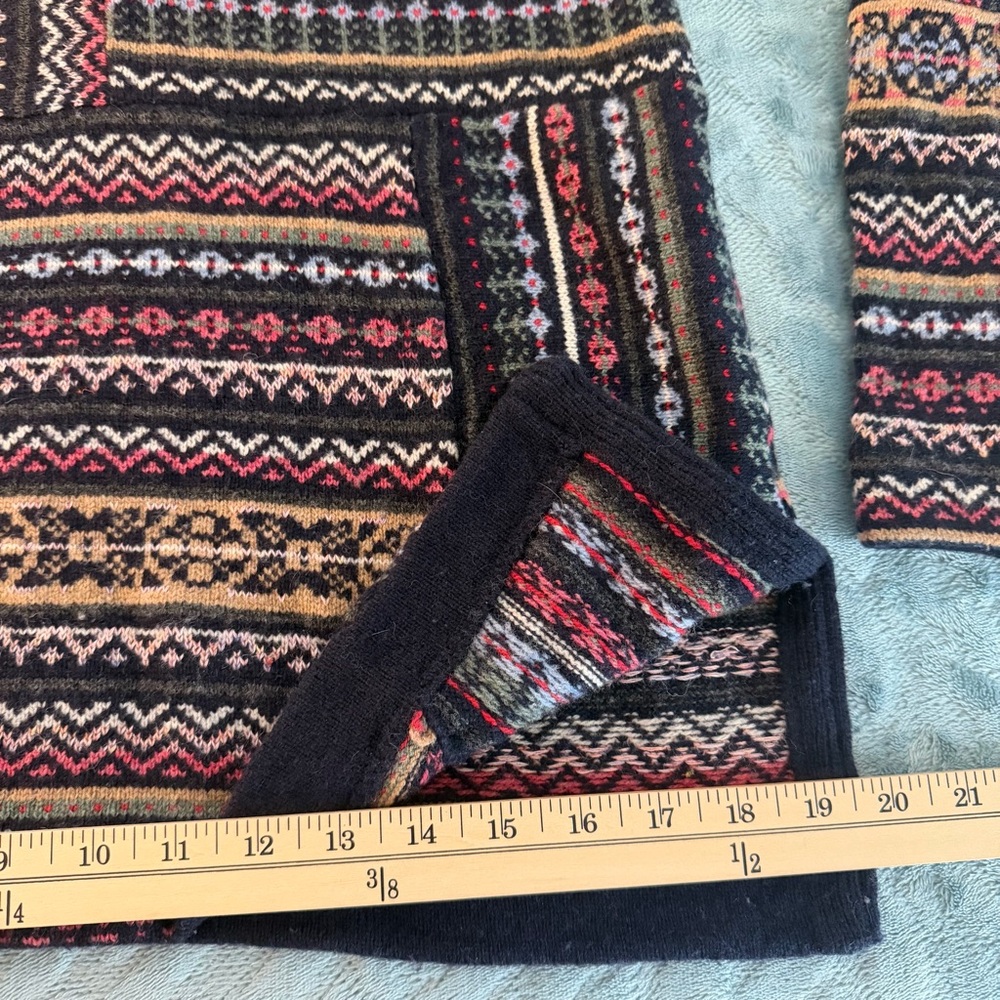 Tory Burch Fair Isle Alpaca Wool V-Neck Boho Tunic Sweater sz S Apres Ski Lodge - Picture 14 of 16